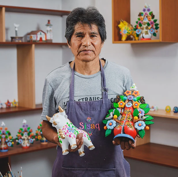 Área de exhibición y venta de piezas hechas a mano 